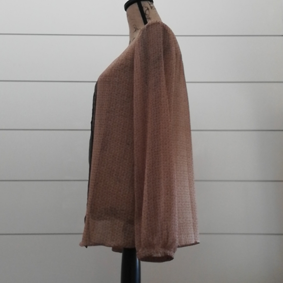 LOFT Sheer Brown & Black Blouse- NWT - Picture 3 of 14